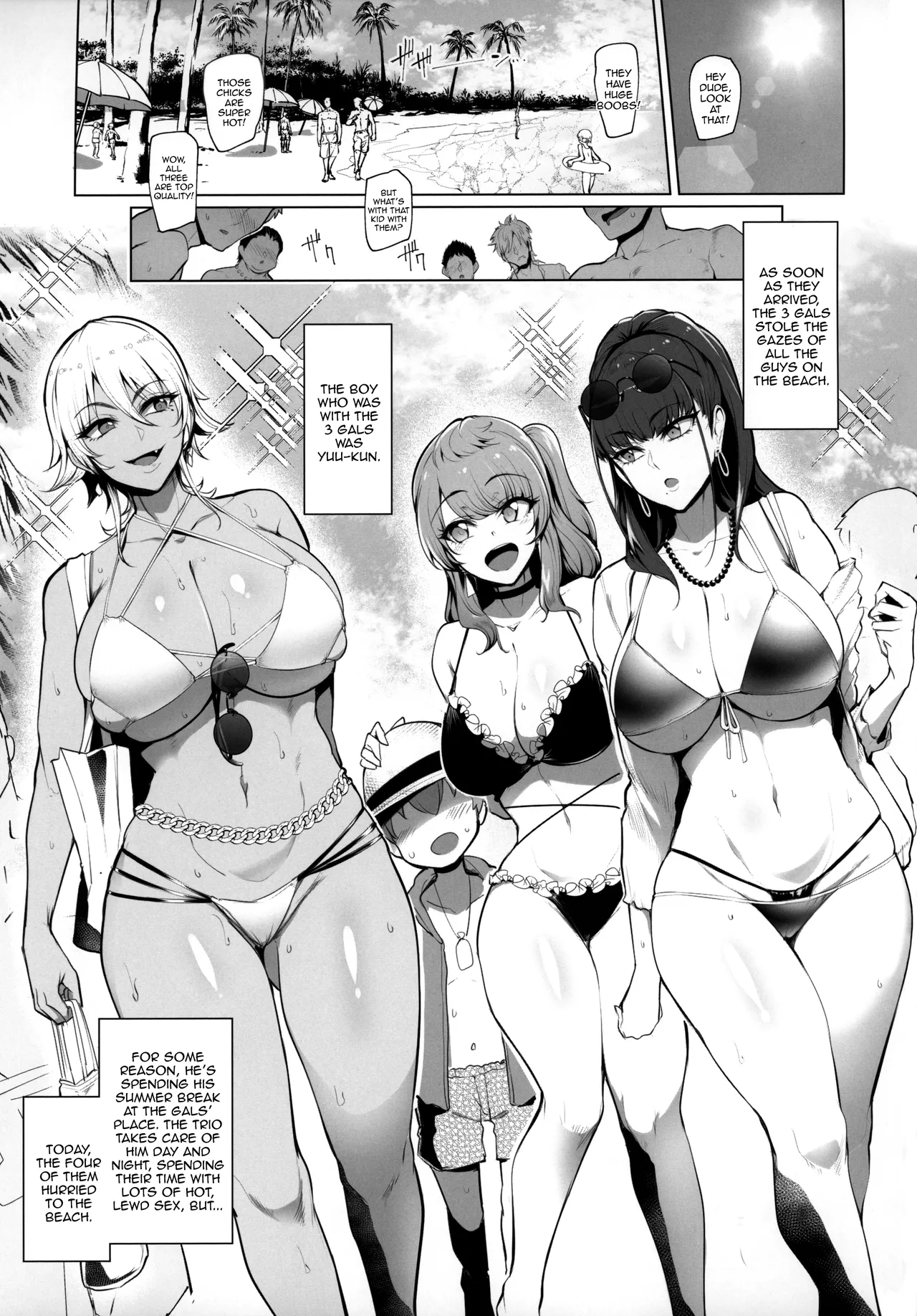 Odekake Shita no wa H na Gal Onee-chan-tachi to no Umi deshita | Visiting the beach with the lewd gal onee-sans page 3 full
