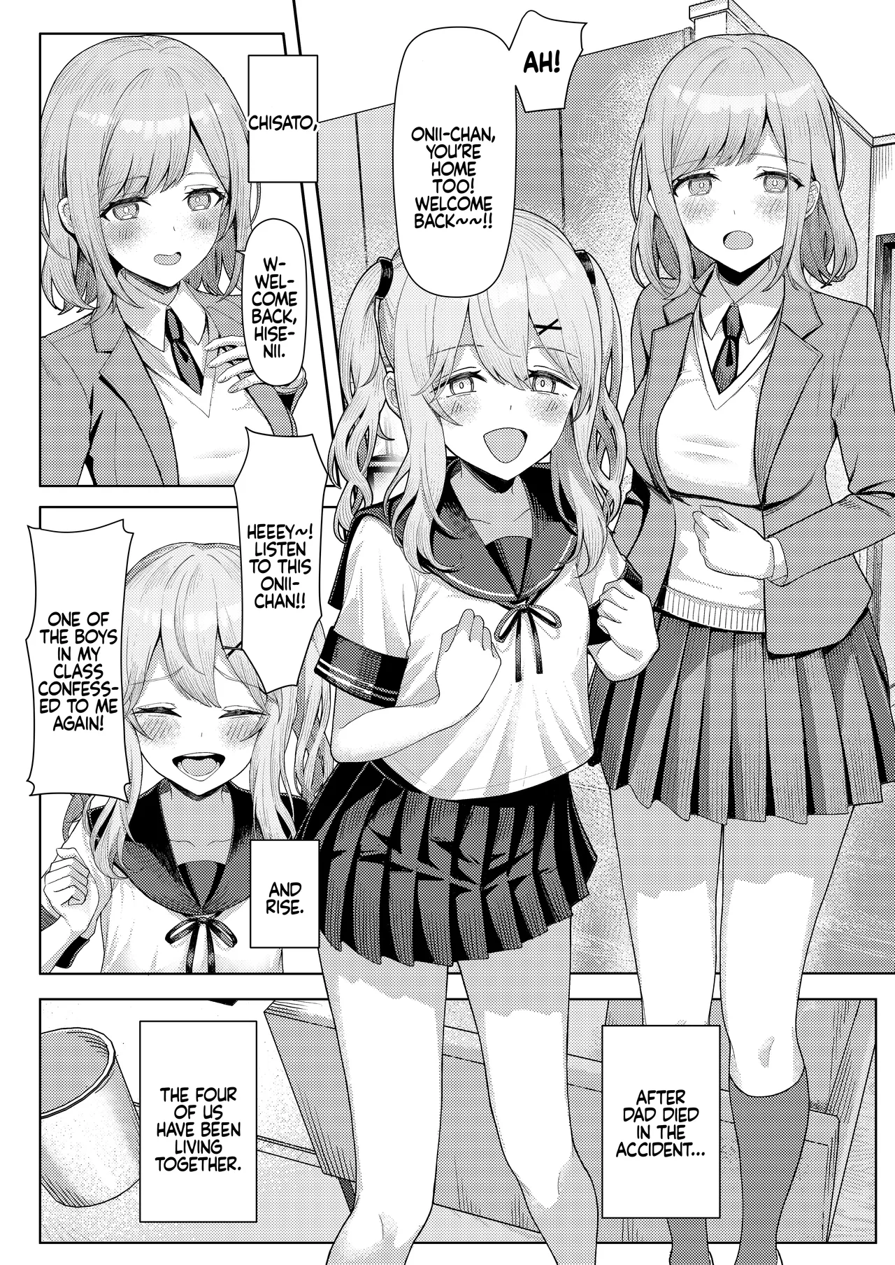 Chichi no Saikon de Doukyo suru Koto ni Natta Gibo no Gijou Shimai to Kawarugawaru Sex shite shimatta Hon | Living with My Stepmom and Stepsisters After Dad's Remarriage and Having Sex with Them All page 3 full