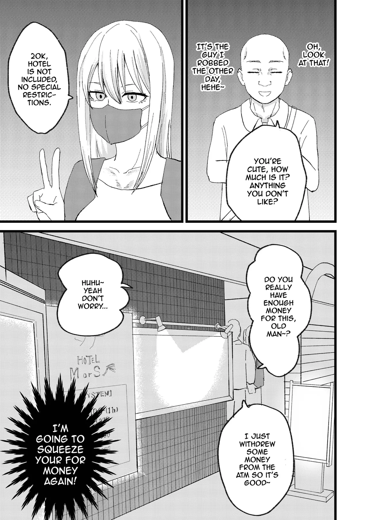 Katsuage ni Akita kara P-katsu Sagi Shitemita! | I Got Bored of Extorting People, So I Tried Sugar Daddy Scamming! + Bonus page 7 full