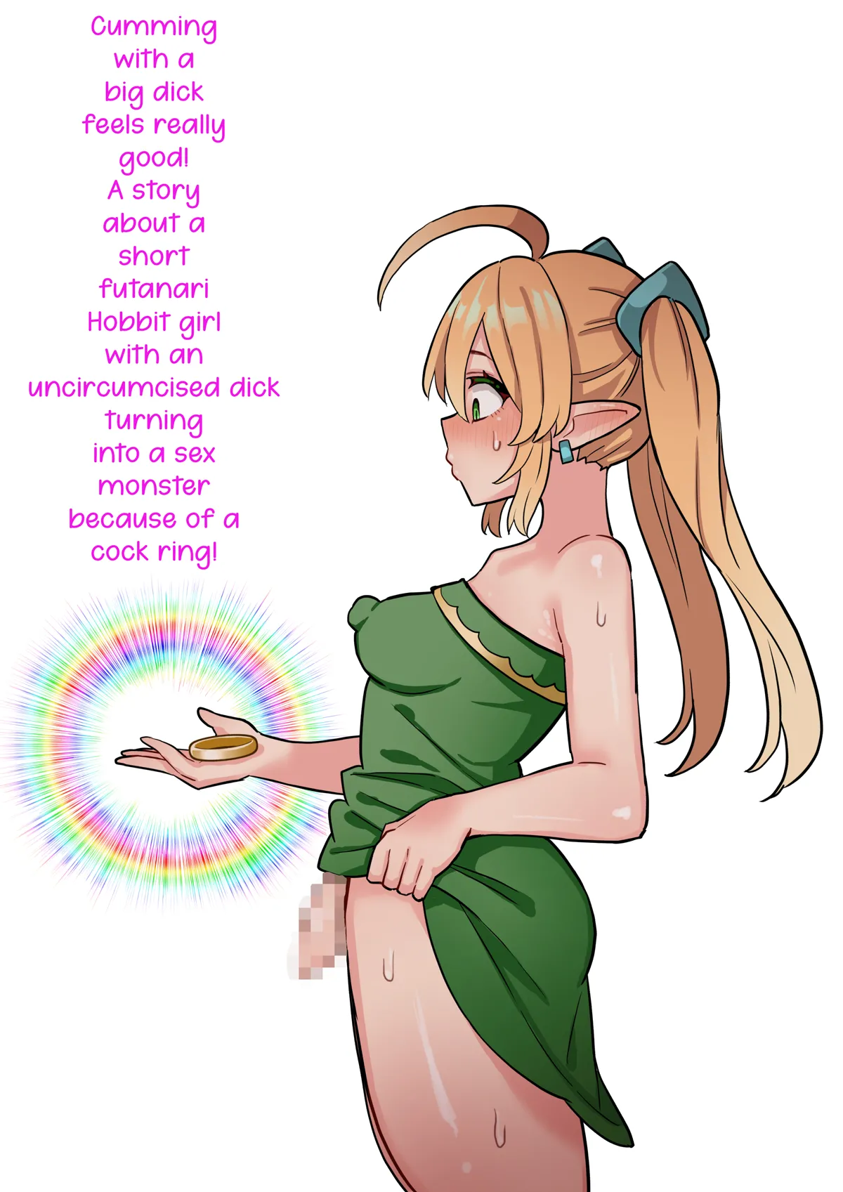 Cumming with a big dick feels really good! A story about a short futanari hobbit girl with an uncircumcised dick turning into a sex monster because of a cock ring! | Tanshou Houkei Futanari Hobbit Shoujo ga Mahou no Yubiwa de Kyokon Seiyoku Monster ni naru Hanashi page 1 full