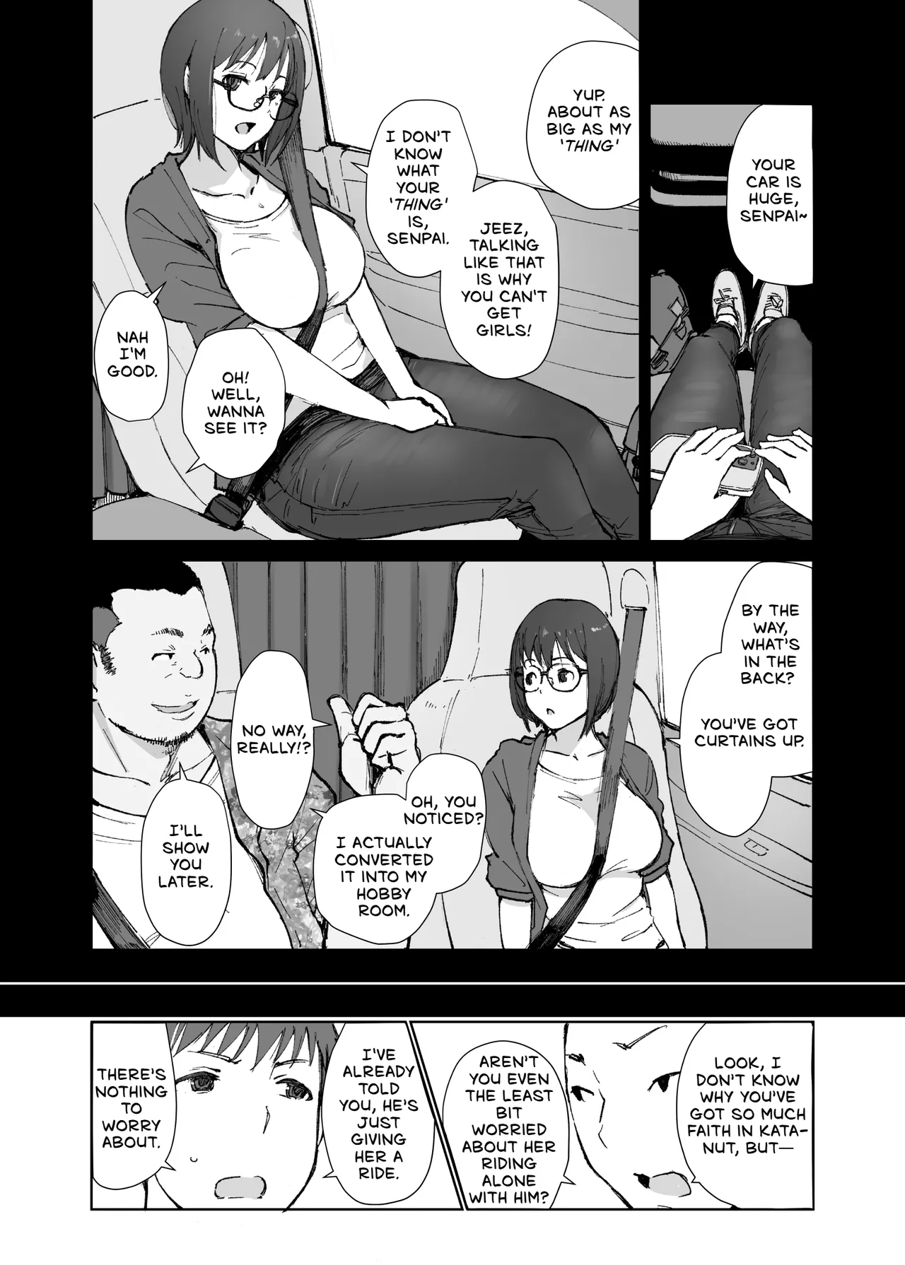 Senpai no Dekai Kuruma ga Boku no Kanojo o Nosete Hageshiku Yureru - My Girlfriend's Rocky Ride in Senpai's Big Car page 7 full