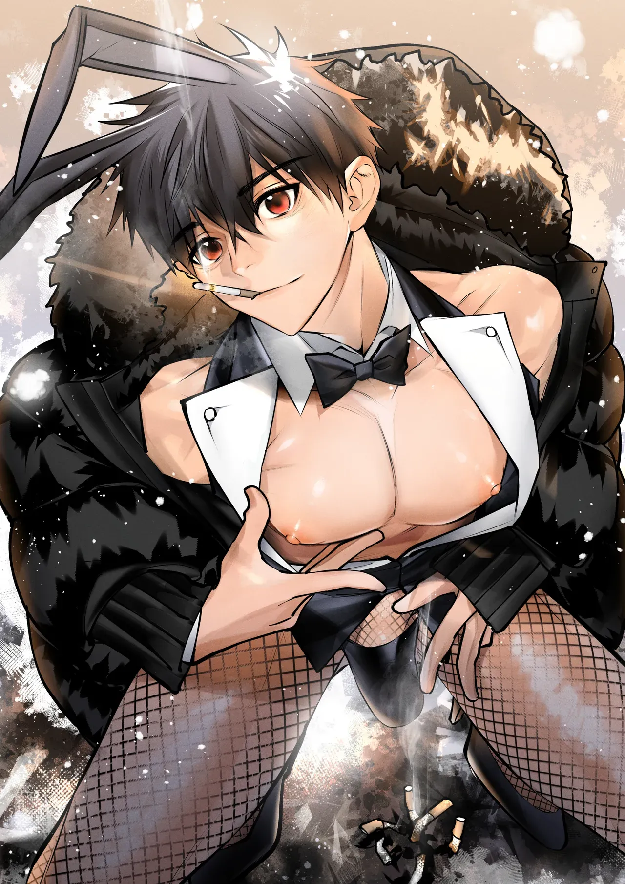 Yukizuri Bunny to okirakuetchi  與偶遇的兔男郎來場輕鬆的一夜情吧 chinese TR ai翻譯） page 2 full